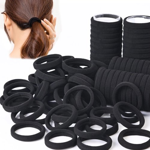 50/100 Pcs Black and White Hair Ties for Women, High Elasticity Rubber Bands for Hair