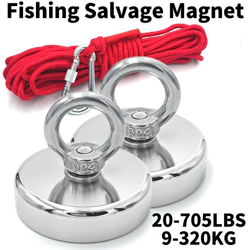 D16~D42mm N52 Super Strong Neodymium Magnet Hook with Eyebolt & Countersunk Hole for Salvage and Magnet Fishing