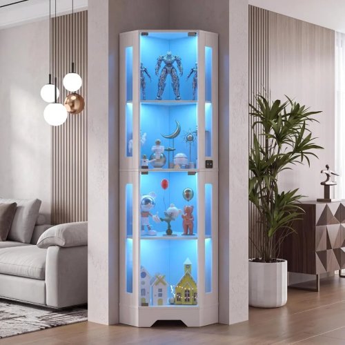 65인치 코너 진열장 LED 조명 포함 4단