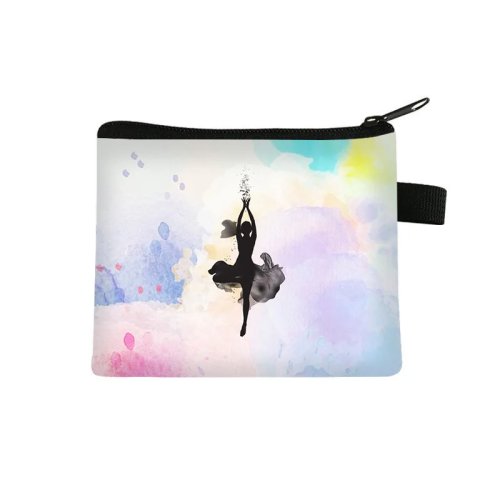 Dance Print Coin Purse with Headphone Case – Lightweight Customizable Card Wallet for Students