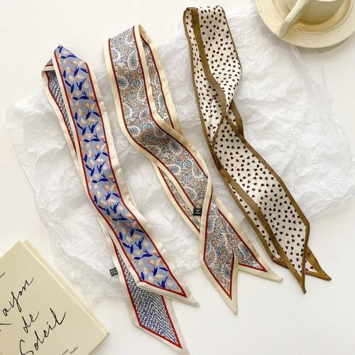 Dünner Seidenschal Haarband - Eleganter Halsschal & Taschenband, Vielseitiges Haaraccessoire