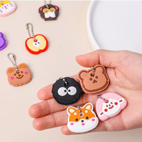 Cartoon Silicone Keychain Case Cover, Anti-Dust Keyring Holder Organizer for Home