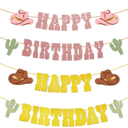 Baner Happy Birthday Kowboj Western – Dekoracje na Urodziny w Stylu Western
