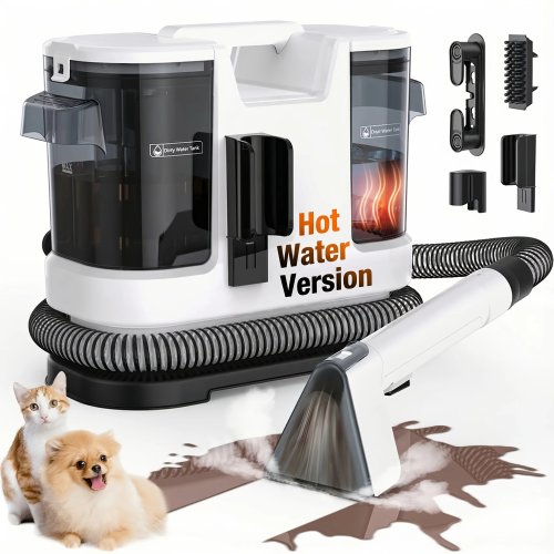 Lubluelu V8 Portable Carpet Cleaner, Hot Water & 15Kpa Suction, Self-Cleaning, for Pet Stains, Rug, Car & Spot