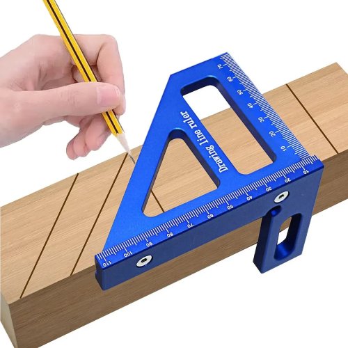 Esquadro de carpinteiro, transferidor, régua triangular de alumínio/plástico, ângulos de 45° e 90°, instrumento de medição