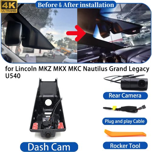 4K UHD WiFi Dash Cam for Lincoln MKZ MKX MKC Nautilus Grand Legacy U540