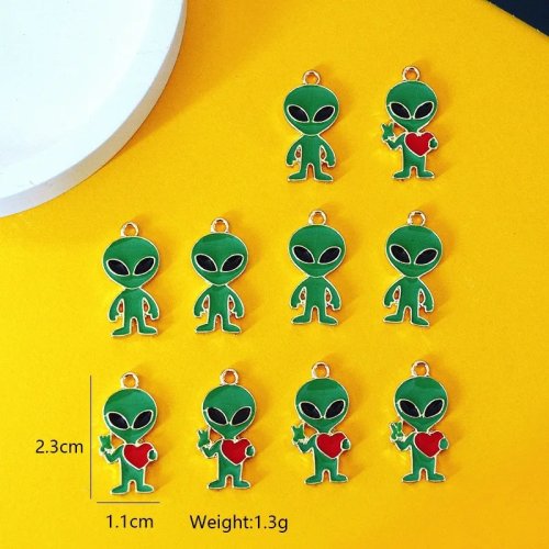 10 ชิ้น จี้เอเลี่ยนอัลลอยลงยา ดีไซน์เรียบ สำหรับทำเครื่องประดับ DIY ต่างหู พวงกุญแจ อุปกรณ์เครื่องประดับ