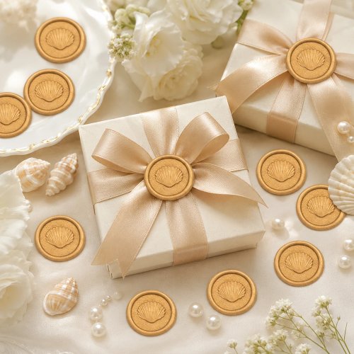 20 pegatinas autoadhesivas de sello de cera con concha en relieve para invitaciones de boda, sobres y envoltorio de regalo
