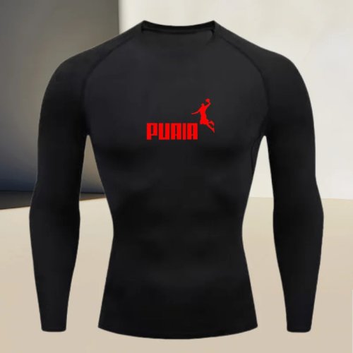 Herren Langarm Rundhals Schnelltrocknendes Kompressions-Shirt Muskelformend Dehnbar