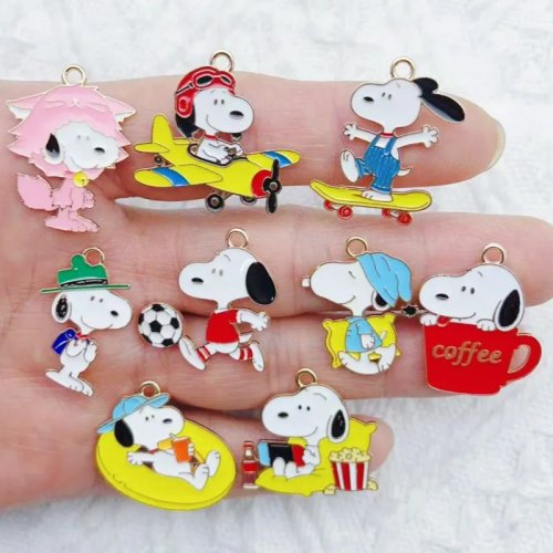 10pcs Cartoon Cute Dog Alloy Enamel Pendant DIY Earrings Necklace Handmade Jewelry Accessories