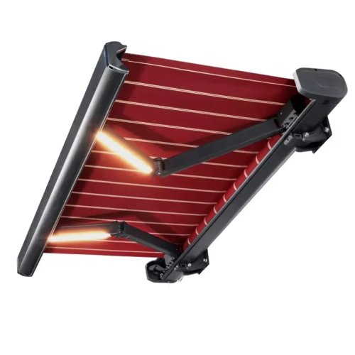 Smart Motorized Full Cassette Retractable Awning with Remote Control, Rainproof Canopy for Balcony, Cafe, Terrace, and Factory