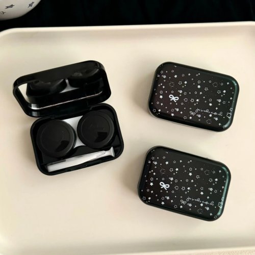 Portable Mini Square Contact Lens Case with Mirror – Travel Soaking & Storage Kit