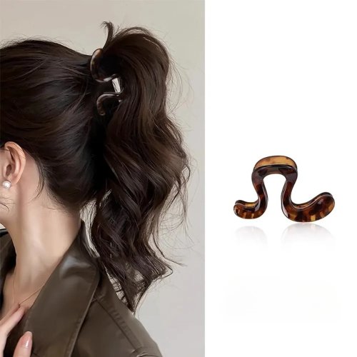 Pinza per capelli in acrilico elegante e casual – grande e leggera, a forma di squalo, finitura opaca, forma irregolare, per coda di cavallo, uso quotidiano