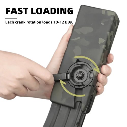 Kotak Penyimpanan BB Plastik untuk Airsoft M4 6mm - Speed Loader 1000 Butir, Hand Crank, Magazin, Quick Loader, Aksesoris