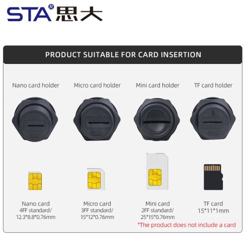 Extensor Conector SIM Card TF Redondo Aviation, IP67 Impermeável, 0.2M/0.3M, FPC Plano Ultra Suave, Tomada Fêmea Montagem Traseira, 13/16"-28UNS