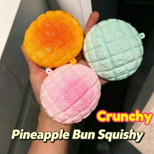 Bola antiestrés con forma de pan de piña, juguete squishy fidget, ASMR, sensorial, antiestrés, bola apretable