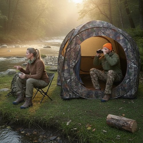 Affût de Chasse Pop-Up Camouflage Abri au Sol pour Cerfs, Dindes et Canards - Montage et Rangement Faciles, Cache Camouflage Extérieur