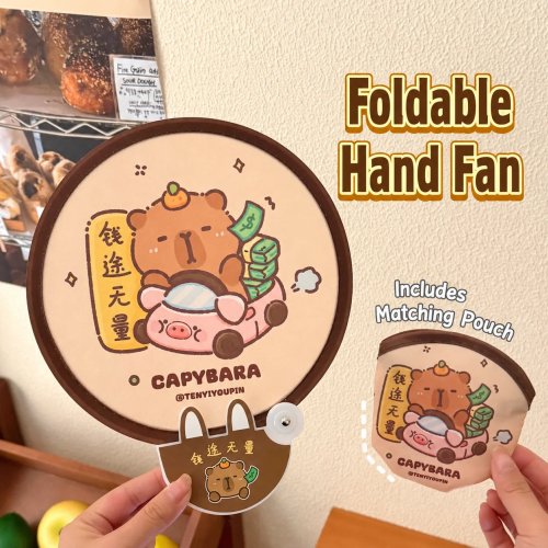 Cute Cartoon Foldable Handheld Fan, Portable Mini Cooling Fan for Summer Travel Outdoor, Lightweight Folding Fan for Men Women