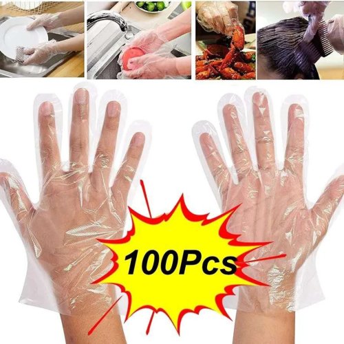 100-Pack Latex-Free Disposable Gloves, Hypoallergenic, Non-Sterile, Powder-Free, Oil & Acid Resistant, Anti-Slip