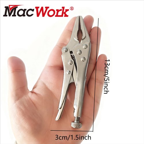 Pinza a Punta Fine Mini da 5 Pollici Heavy-Duty - Altezza Regolabile, Impugnatura Antiscivolo, Strumento di Serraggio Metallico Compatto e Robusto