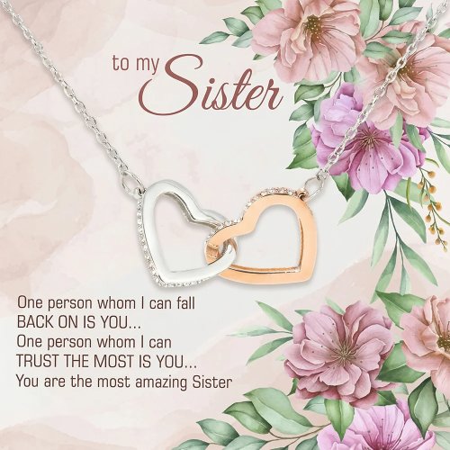 Stainless Steel Interlocking Heart Pendant Necklace for Women, Great Gift for Sister