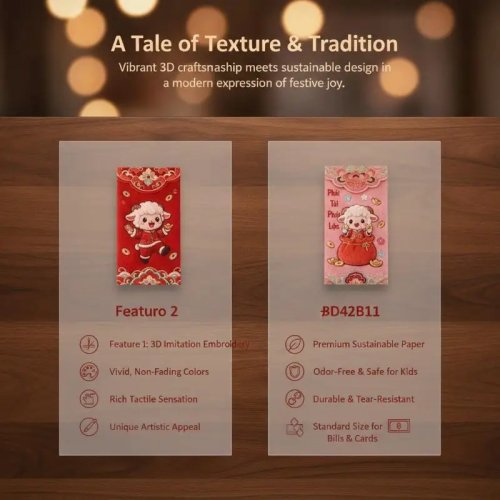 6 Pcs Premium Paper 3D Cartoon Sheep Red Envelopes, 6 Festive Assorted Styles for Vietnamese Tet Lunar New Year Gifting