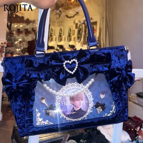 Velvet Pearl Exquisite Tote Bag for Women with Detachable Pearl Chain, Luxurious Handbag