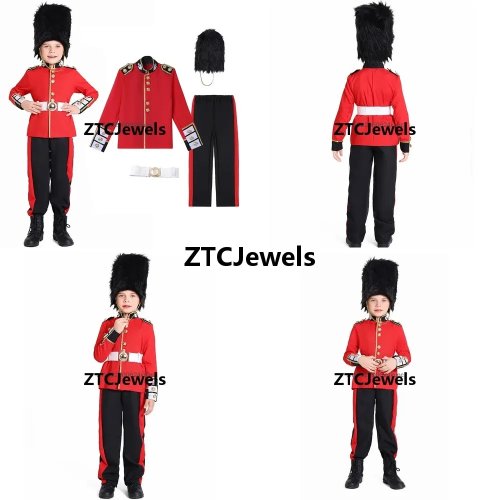 Disfraz de Guardia Real Británica para Hombres y Niños - Set de Cosplay de Halloween de la Guardia de la Reina