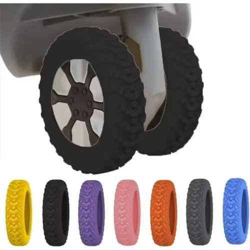 8Pcs Thickened Silicone Luggage Wheel Protectors - Noise Reducing Caster Shoes, Travel Luggage Accessories