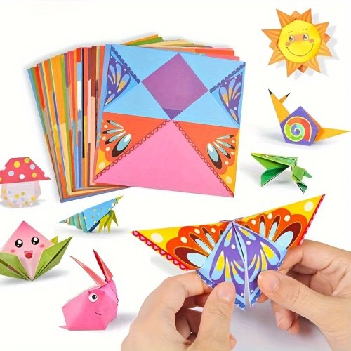 Set de origami de 54 hojas con manual de instrucciones – Proyecto DIY de manualidades para principiantes
