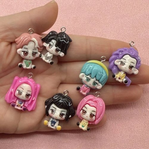 10pcs Cartoon Resin Pendant, DIY Jewelry Making Earrings, Keychain Accessories