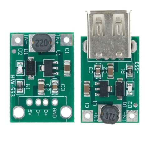 미니 DC-DC 승압 컨버터 모듈 0.9-5V to 5V 600mA USB 출력 충전기 (그린)