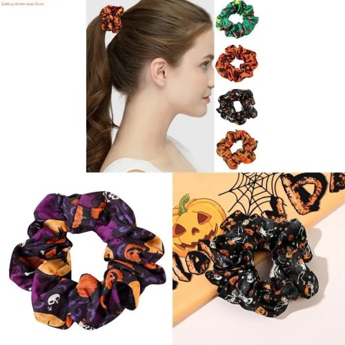 Halloween Pumpkin Scrunchies Hair Ties for Women, Fall Hair Accessories