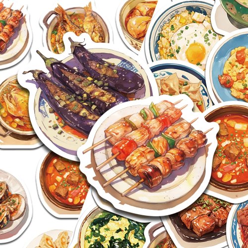 30 adesivi Zuppa di Pesce Ristorante Cinese - Adesivi impermeabili fai da te per telefono, scrapbook, valigia, frigo, casco