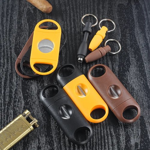 Set Cortador de Puros Portátil con Guillotina Afilada, Corte en V y Sacabocados Redondo - Accesorios de Viaje