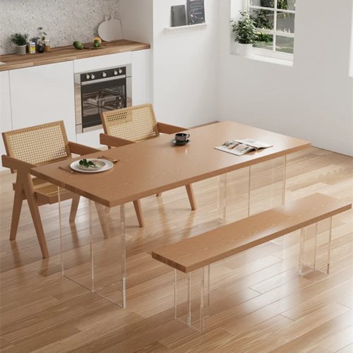 Japanese Acrylic Floating Dining Table – Nordic Solid Wood Study Desk for Living Room, Designer Home Furniture