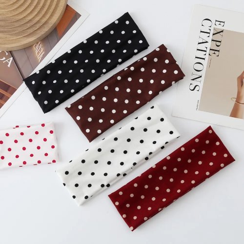 Breites elastisches Sport-Stirnband für Damen mit Polka-Dot-Muster – Modisches Haaraccessoire