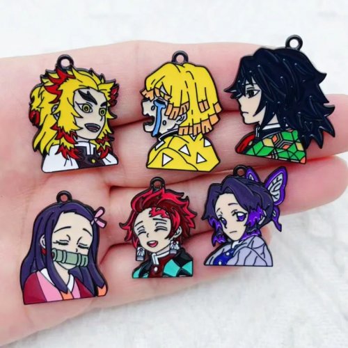 10Pcs Cartoon Character Enamel Charms for DIY Jewelry Making, Necklace Earring Bracelet Pendant Accessories, Alloy Plated Black