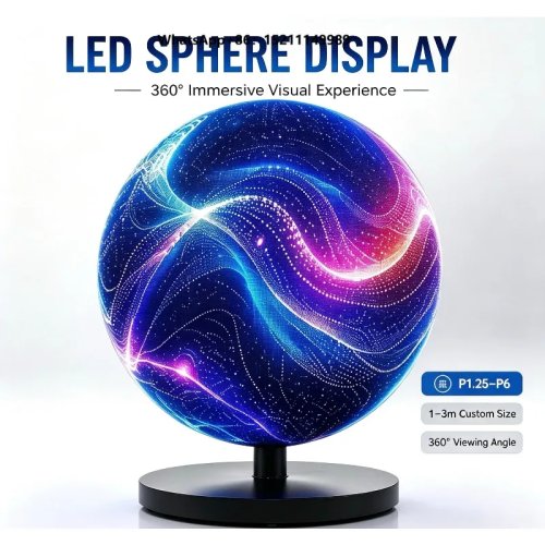 Écran sphérique LED 360° Pleine couleur, intérieur/extérieur, taille personnalisée P1.25-P6