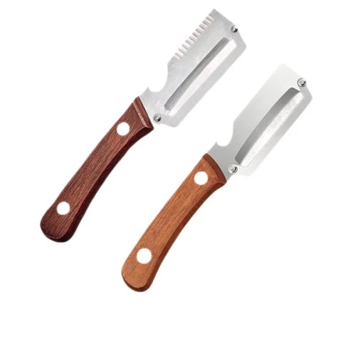 3-in-1 Multifunctional Stainless Steel Onion Cutter with Sharp Paring Knife and Flower Cutter, Kitchen Vegetable and Squid Cutting Tool