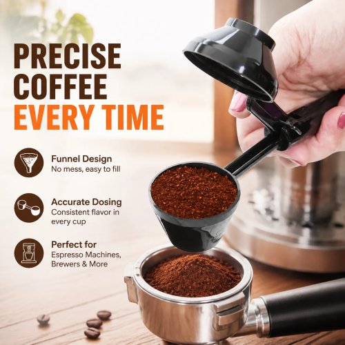 Coffee Measuring Spoon Funnel Design Scoop for Ground Coffee Powder, Precise Dosing for Maker Brewer Espresso Machine