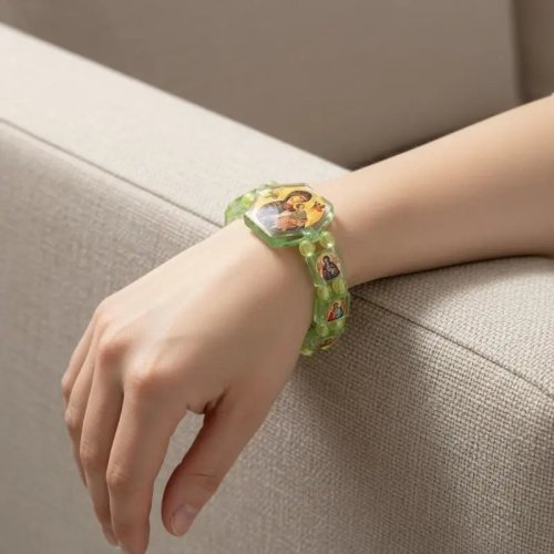 1/3/6pcs Rosary Bead Bracelet with Elastic Band, Religious Image, for Daily Wear & Parties, Men Women, Religious Jewelry