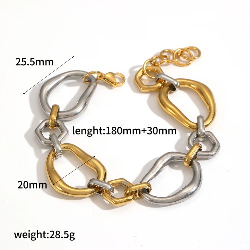Fashion Stainless Steel Irregular Coil Bracelet, Gold & Silver Mixed, Waterproof Jewelry Gift