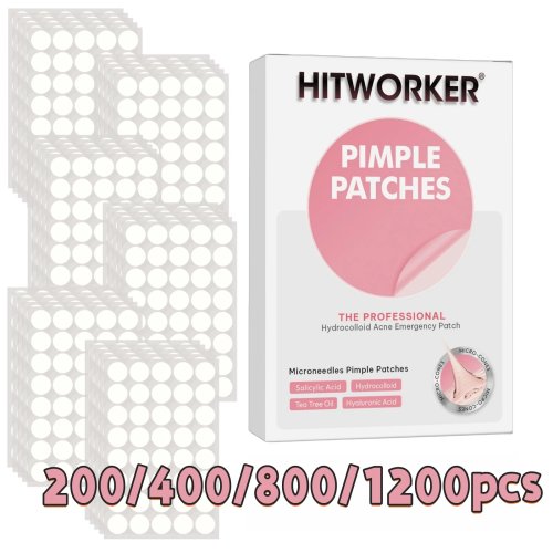 HITWORKER Parches para el Acné - Invisibles para Imperfecciones con Aceite de Árbol de Té, Limpieza Suave, Sin Fragancia - 200/400/800/1200 Unidades