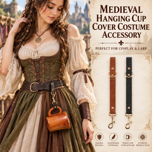 Cinturón Medieval de Cuero Vintage con Portavasos para Cosplay LARP Halloween
