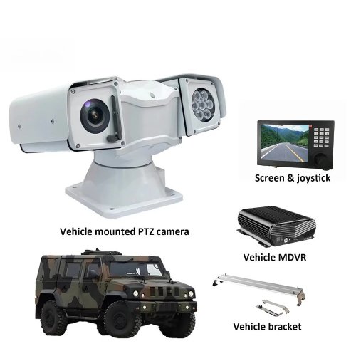 Câmara de vigilância PTZ 360° com visão noturna IV para veículo, HD 1080P, zoom ótico 25x/33x, segurança perimetral