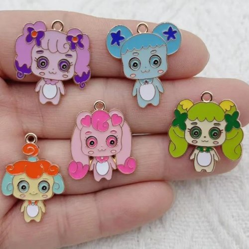 10 piezas de dijes de aleación esmaltada de dibujos animados para DIY pendientes pulseras