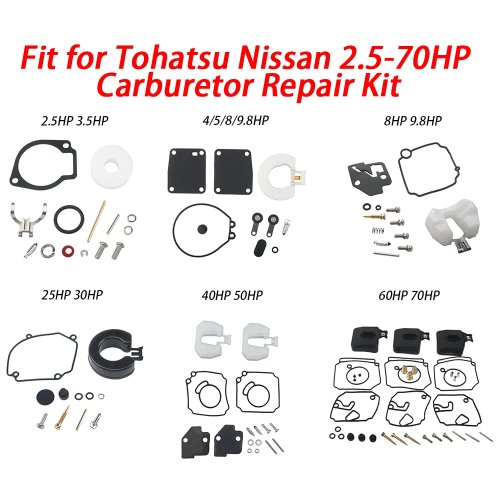 Carburetor Repair Kit for Tohatsu Nissan 2.5-70HP Outboard Motors 3F3 3F0 3V1 3BJ 3C8 3B2 346 87122