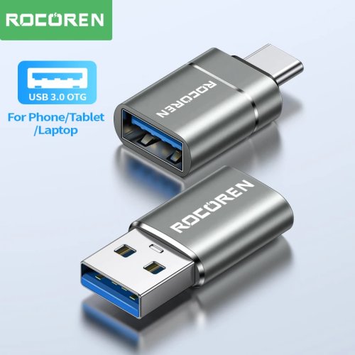 Rocoren USB C OTG Adapter, USB Type-C Male to USB 3.0 Female Cable Converter, 5Gbps for MacBook, Samsung S22 S20, Xiaomi