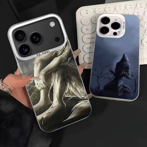 웃긴 늑대 밈 휴대폰 케이스 iPhone 17,16,15,14,13,12,11,Mini,Pro,E,MAX용 - 캔디 매트